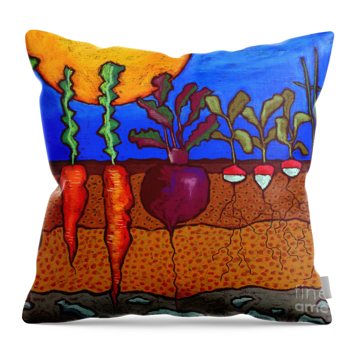 Vegetables Throw Pillow featuring the painting In The Ground by David Hinds