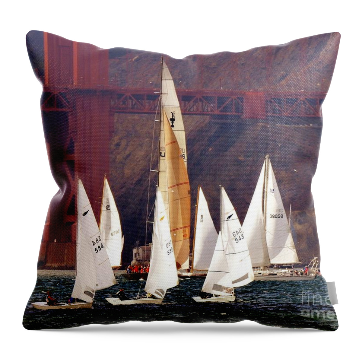 Mercury Class-sailing-competition Throw Pillow featuring the photograph In the Mix by Scott Cameron