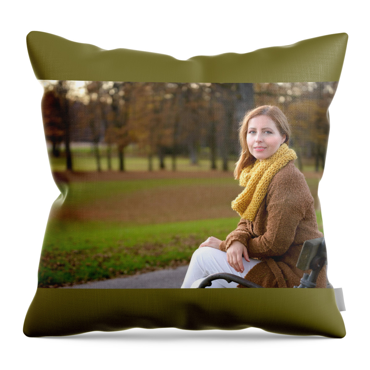 Autumn Throw Pillow featuring the photograph In the park by Robert Krajnc