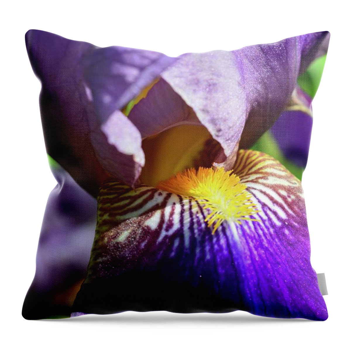 Abstract Throw Pillow featuring the photograph In The Purple Iris by Lyle Crump