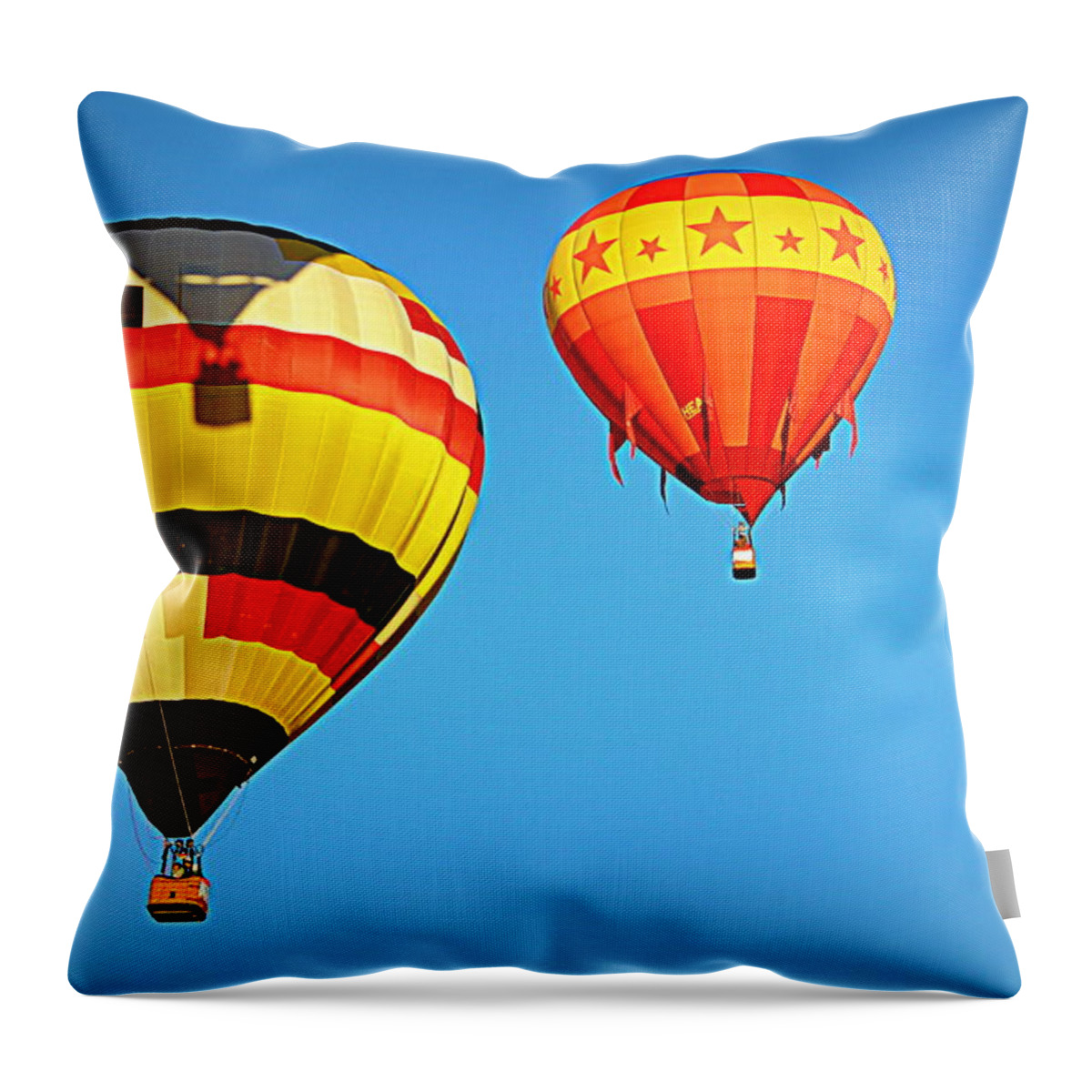 Hot Air Balloon Throw Pillow featuring the photograph In the Shadow by AJ Schibig