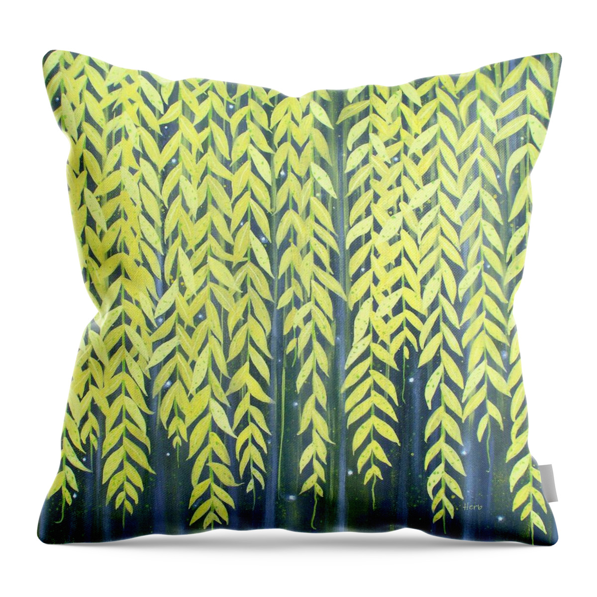 Abstract Throw Pillow featuring the painting In The Willow by Herb Dickinson