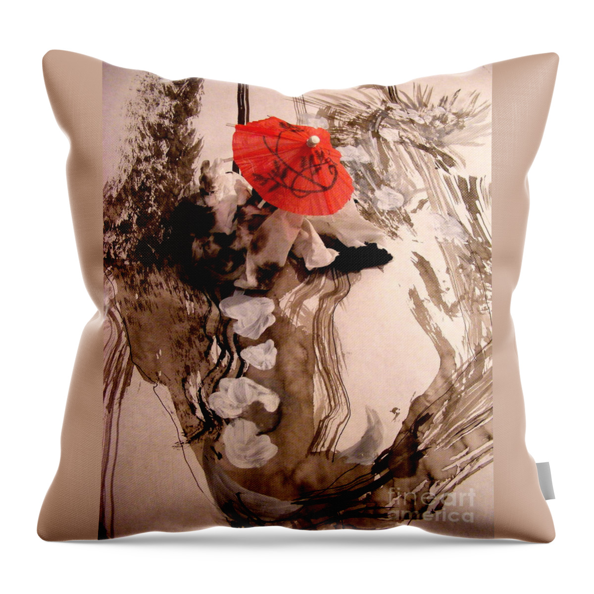 Mixed Media Throw Pillow featuring the mixed media In the Winter Garden by Nancy Kane Chapman