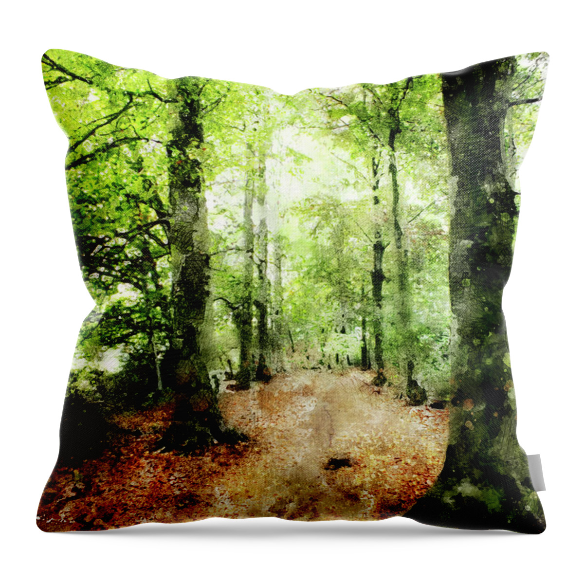 Forest Throw Pillow featuring the digital art In The Wood Frame by Art Di