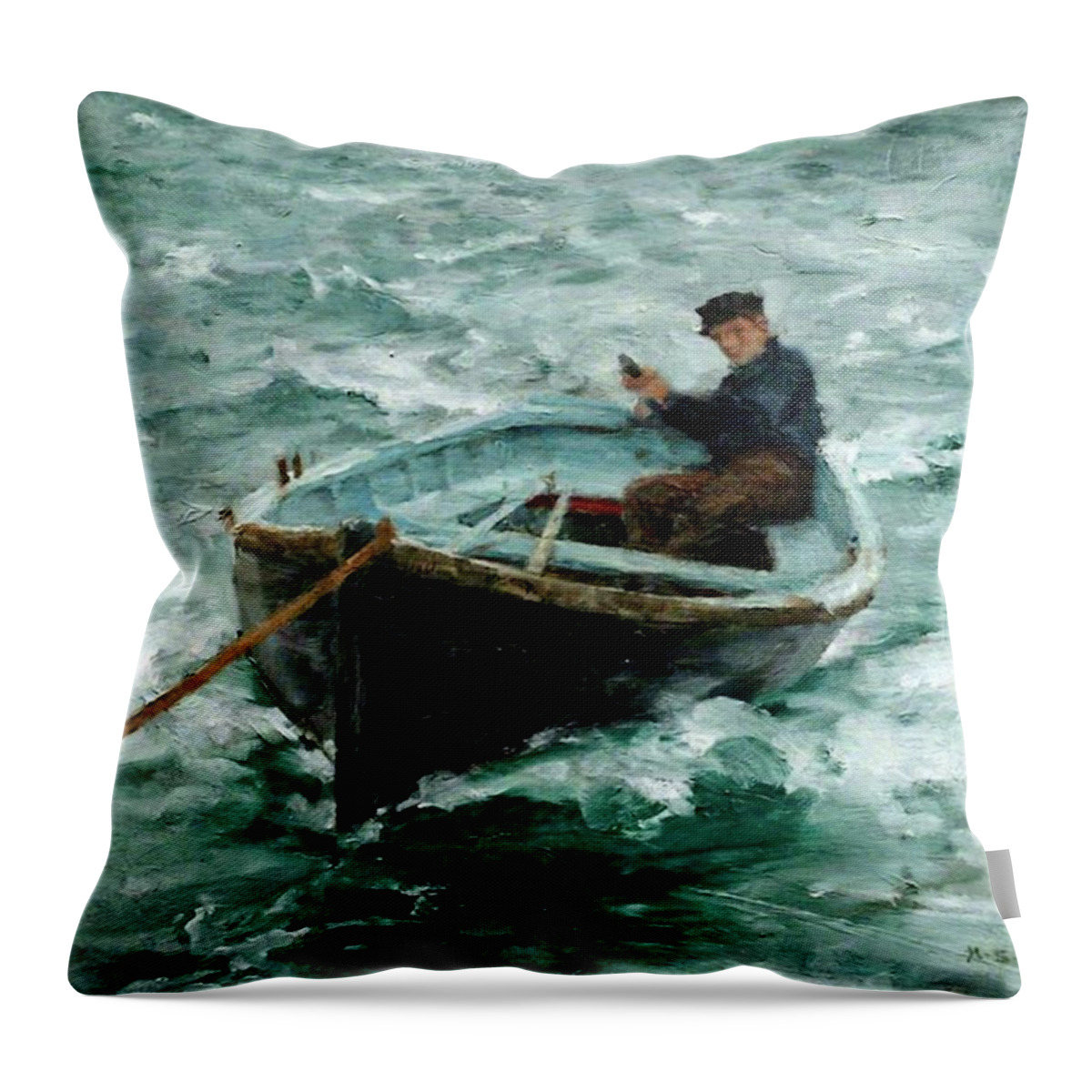 In Tow Throw Pillow featuring the painting In Tow by Henry Scott Tuke