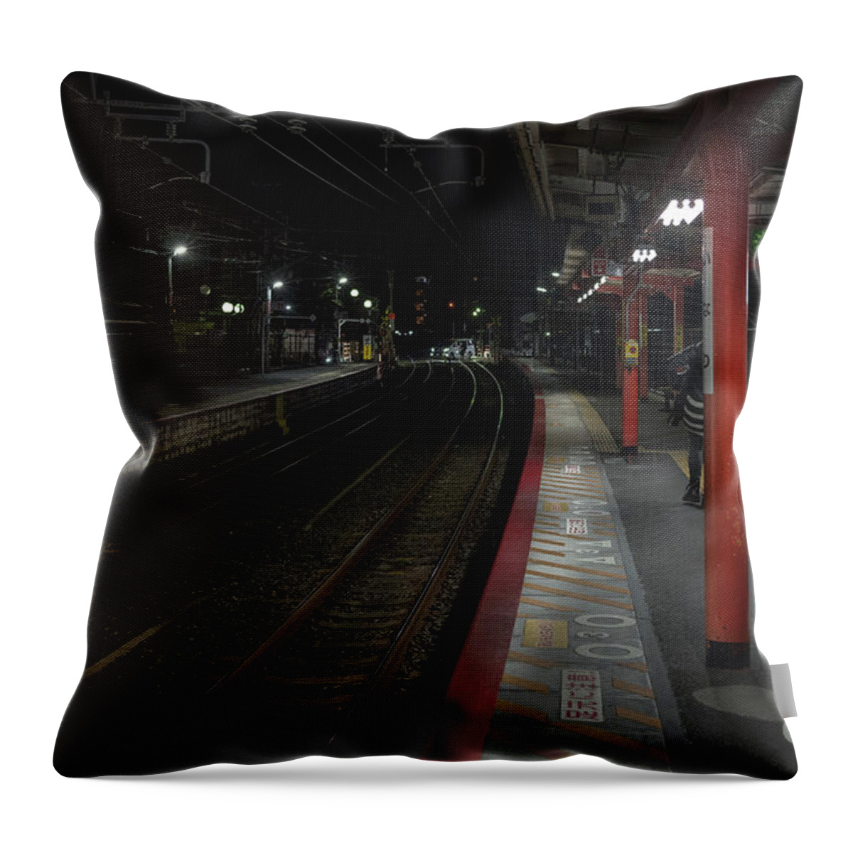 Columns Throw Pillow featuring the photograph Inari Station, Kyoto Japan by Perry Rodriguez