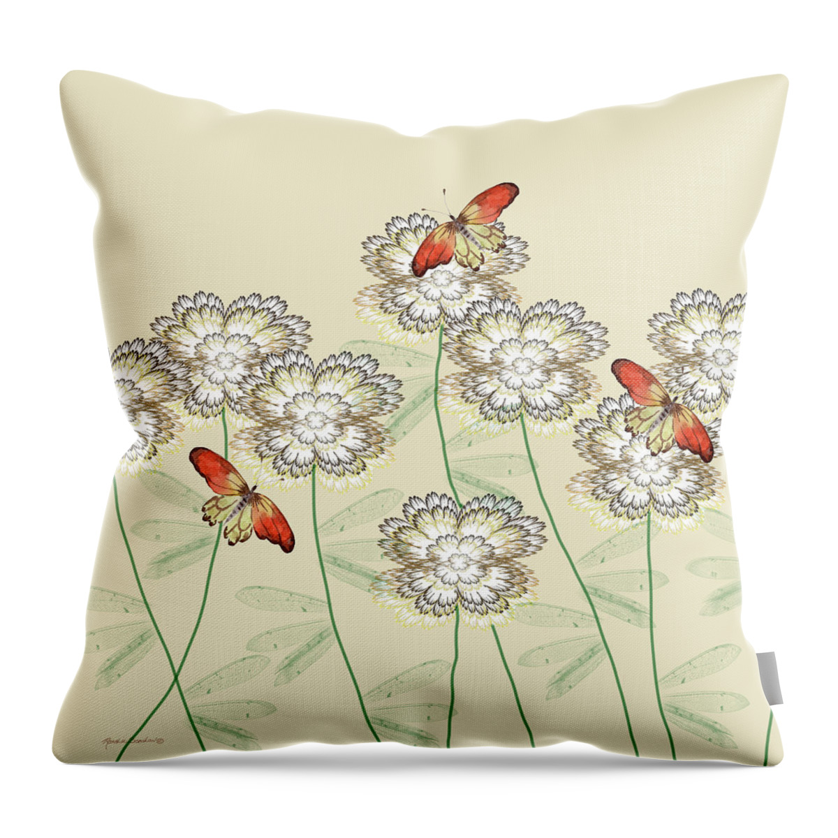Flower Garden Throw Pillow featuring the mixed media Incendia Flower Garden by Rosalie Scanlon
