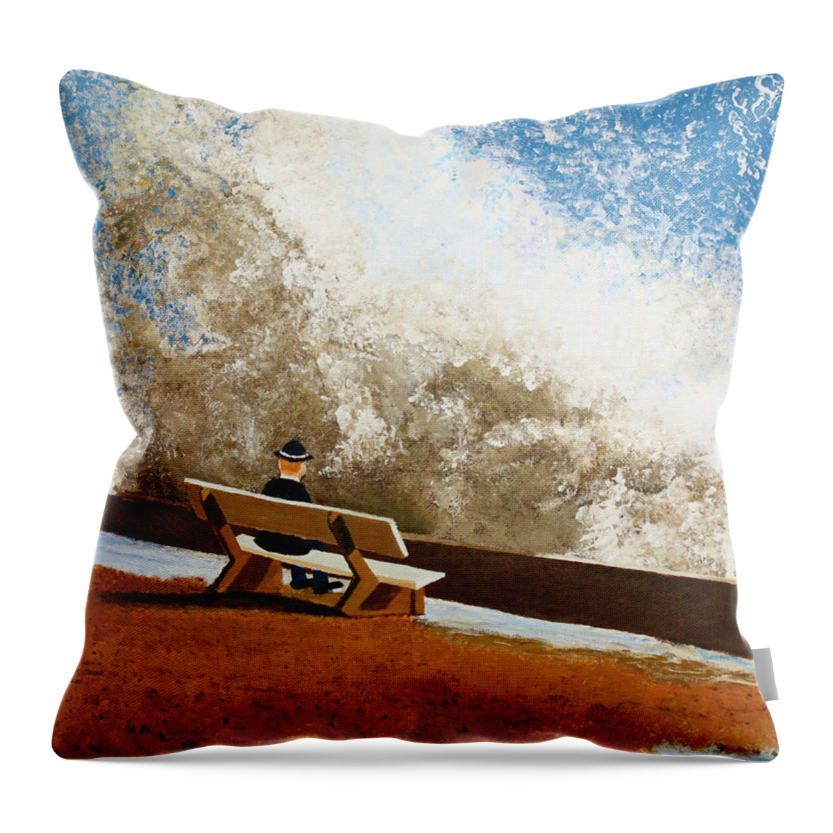 Surrealism Throw Pillow featuring the painting Incoming by Thomas Blood
