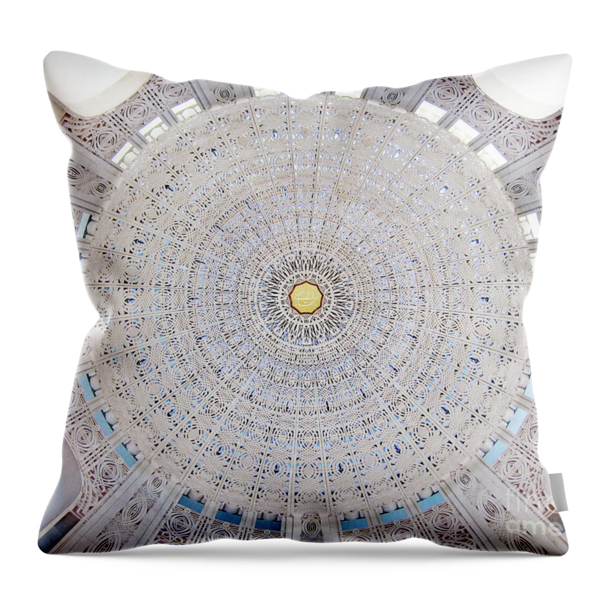 Ceiling Throw Pillow featuring the photograph Incredible Ceiling of Bahai Temple by Martin Konopacki