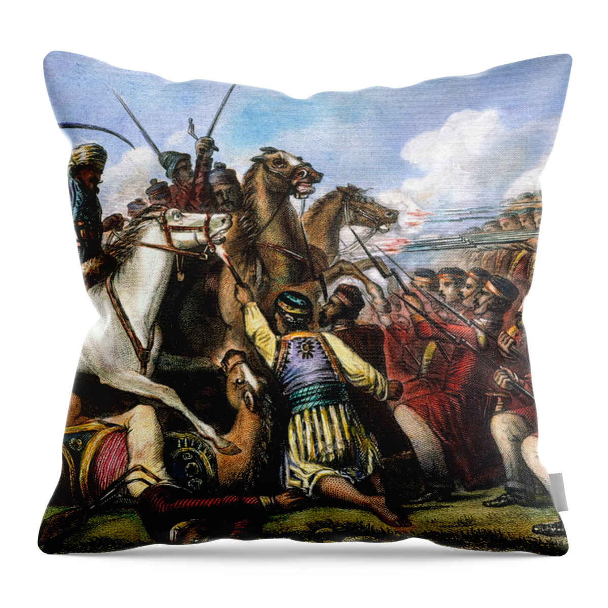 1857 Throw Pillow featuring the photograph India: Sepoy Mutiny, 1857 by Granger