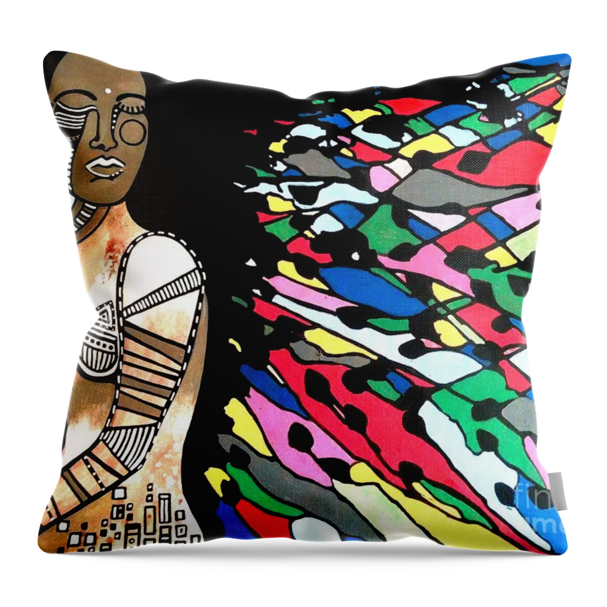 Native Throw Pillow featuring the painting Indian Color Wheel by Amy Sorrell