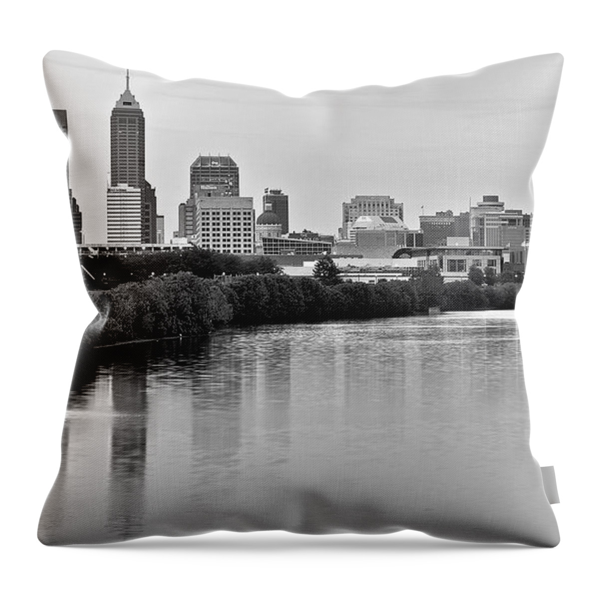 Indianapolis Throw Pillow featuring the photograph Indianapolis Charcoal Panoramic by Frozen in Time Fine Art Photography
