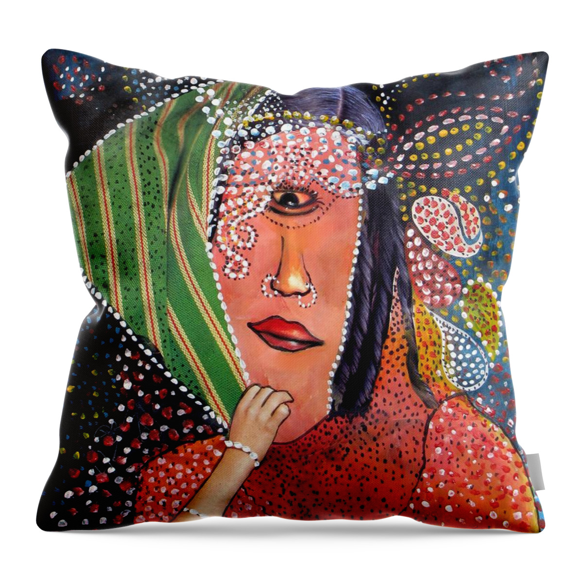 Woman Throw Pillow featuring the mixed media Indra by Veronica Jackson