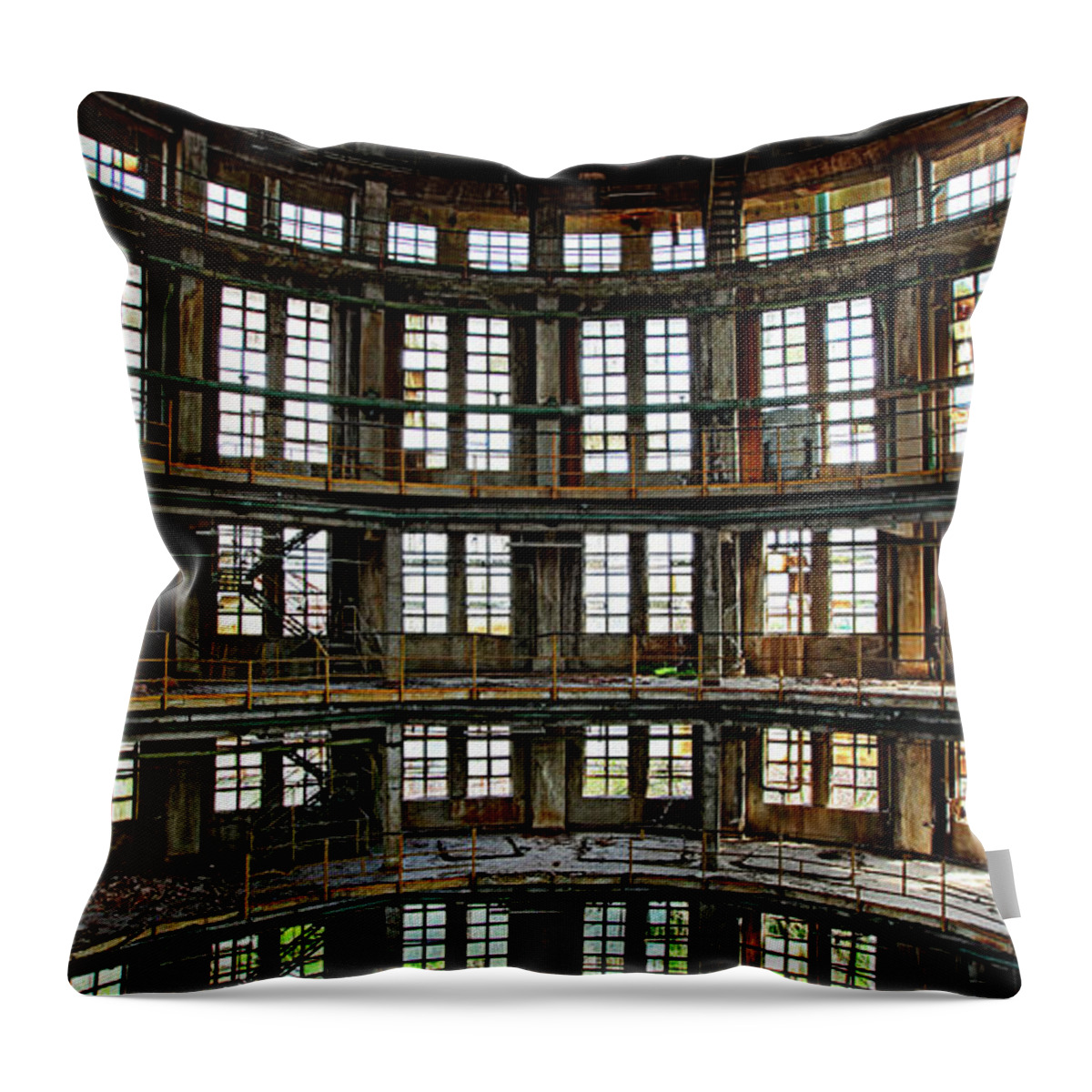 Abandon Throw Pillow featuring the photograph Industrial heritage - urban exploration by Dirk Ercken