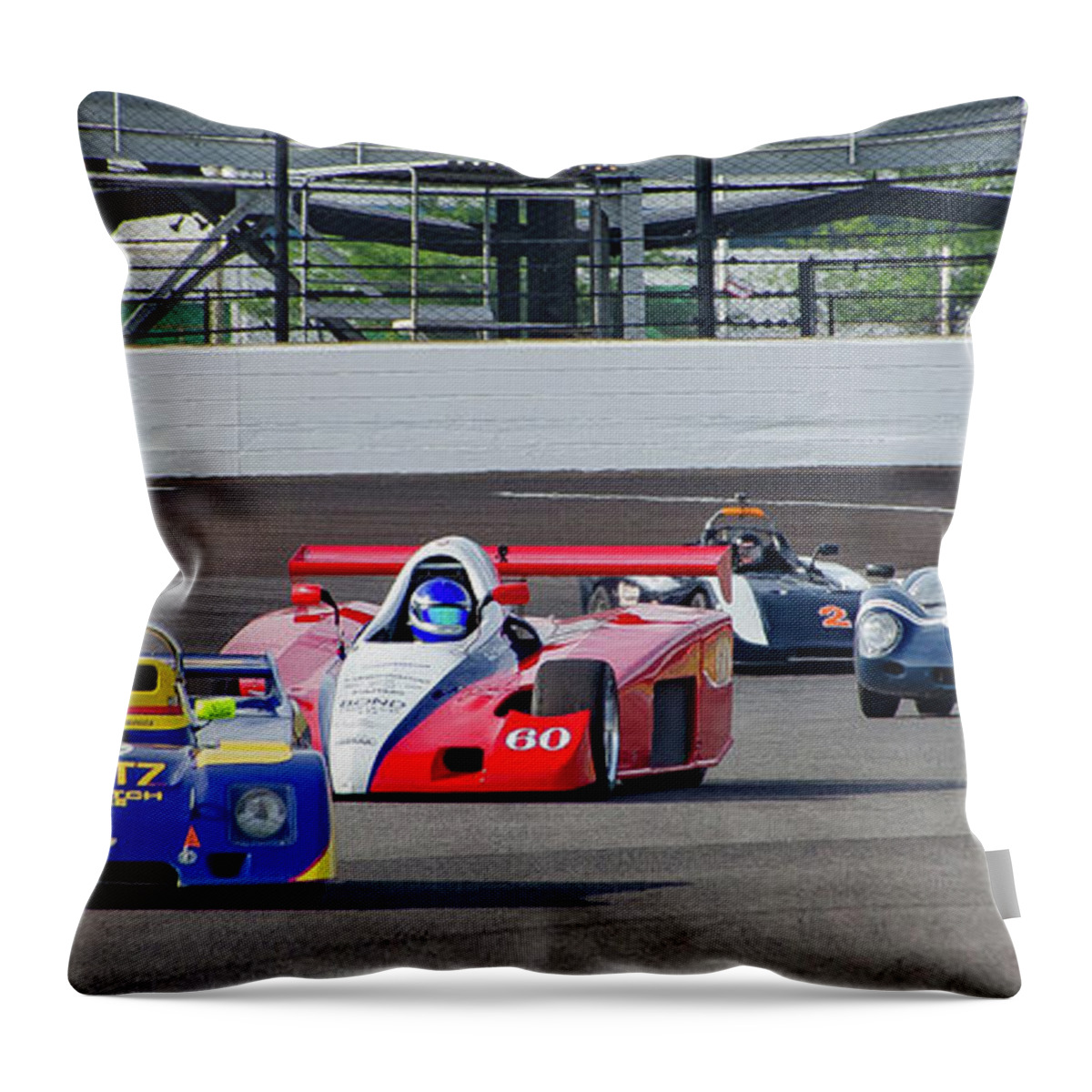 Indianapolis 500 Throw Pillow featuring the photograph Indy SVRA Turner Woodard up Front by Josh Williams