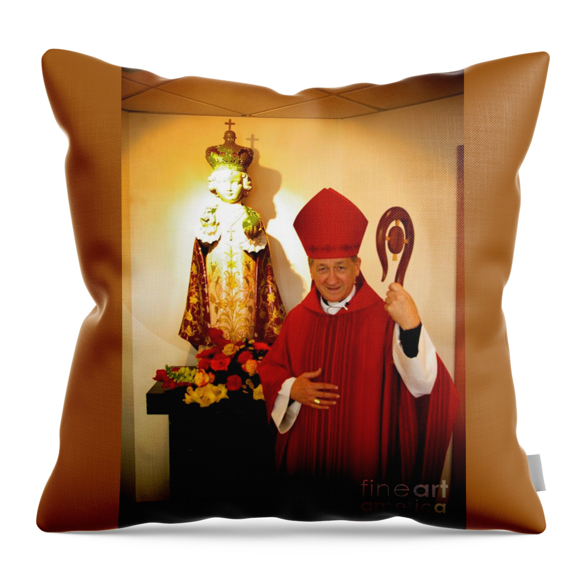 Frank-j-casella Throw Pillow featuring the photograph Infant Jesus and the Archbishop by Frank J Casella