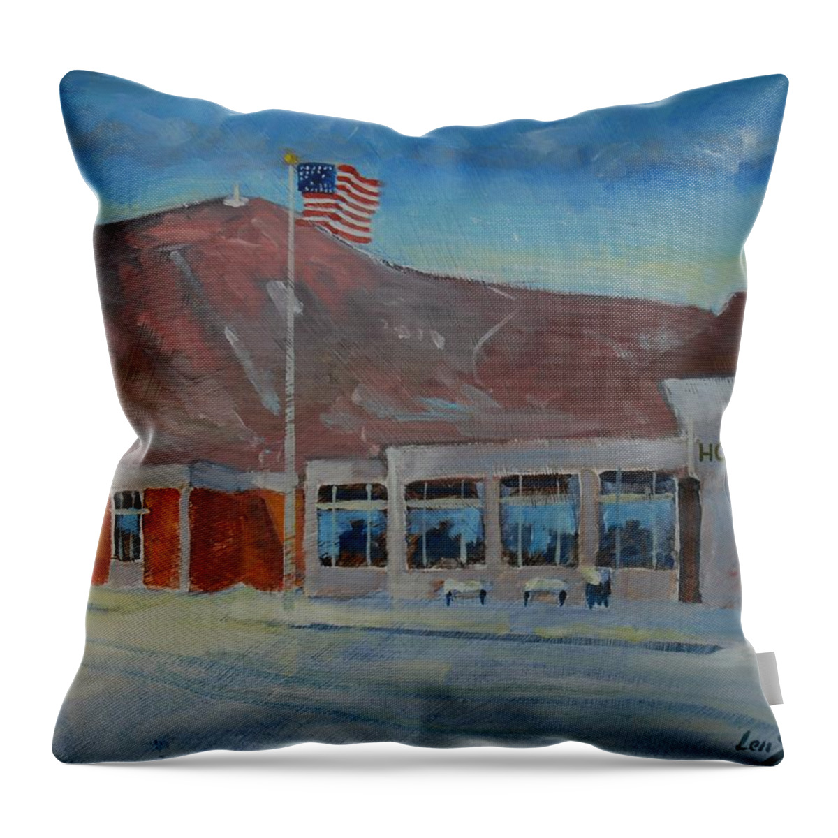 Hoosac Valley High School. Greylock Mountain Throw Pillow featuring the painting Infinite Horizons by Len Stomski