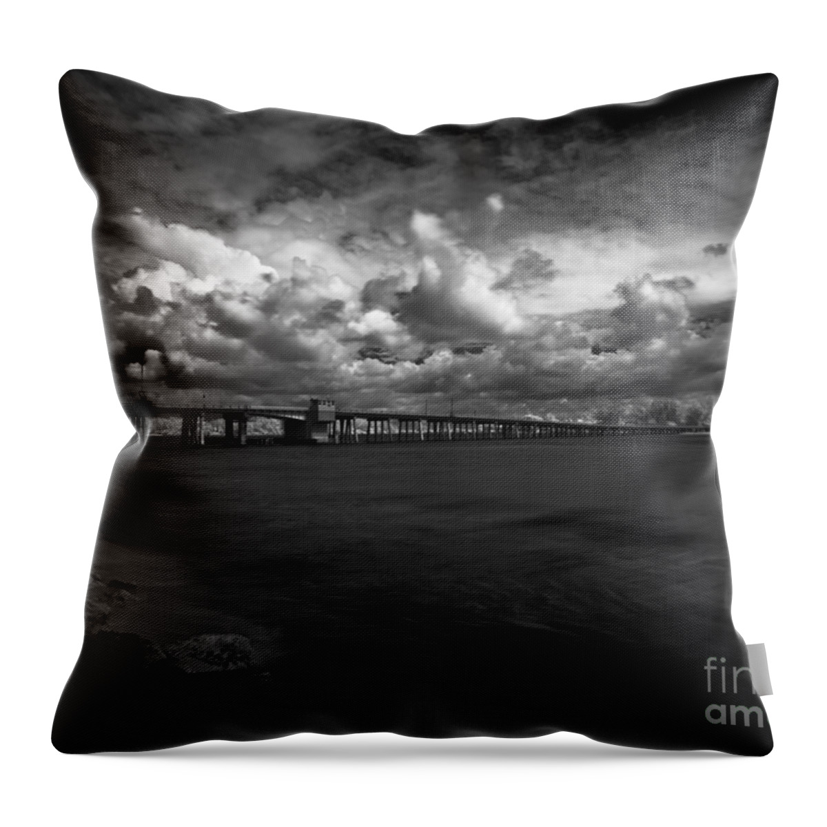 Infrared Throw Pillow featuring the photograph Infrared Longboat Pass Bridge by Rolf Bertram