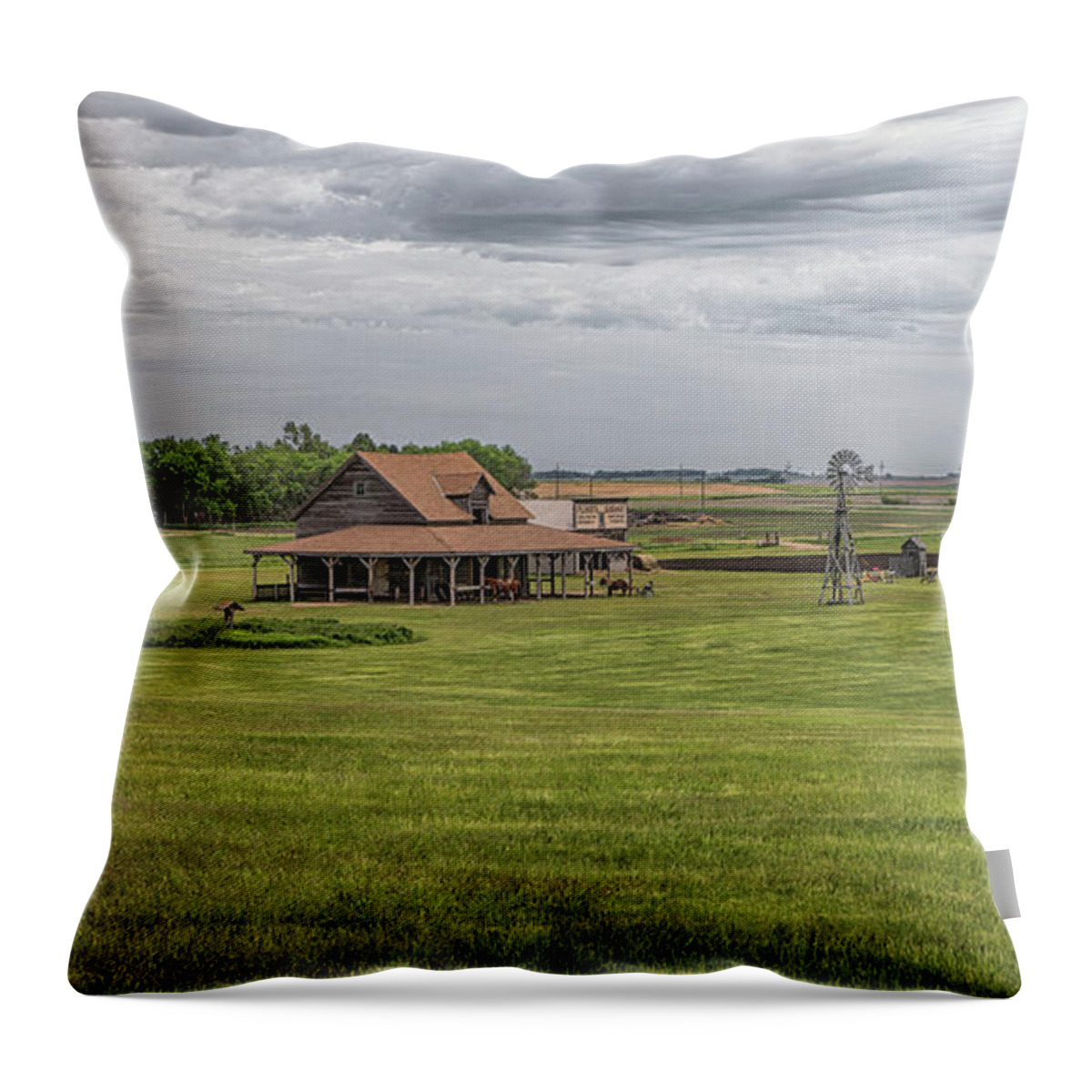 De Smet Throw Pillow featuring the photograph Ingalls Livestock Barn by Susan Rissi Tregoning