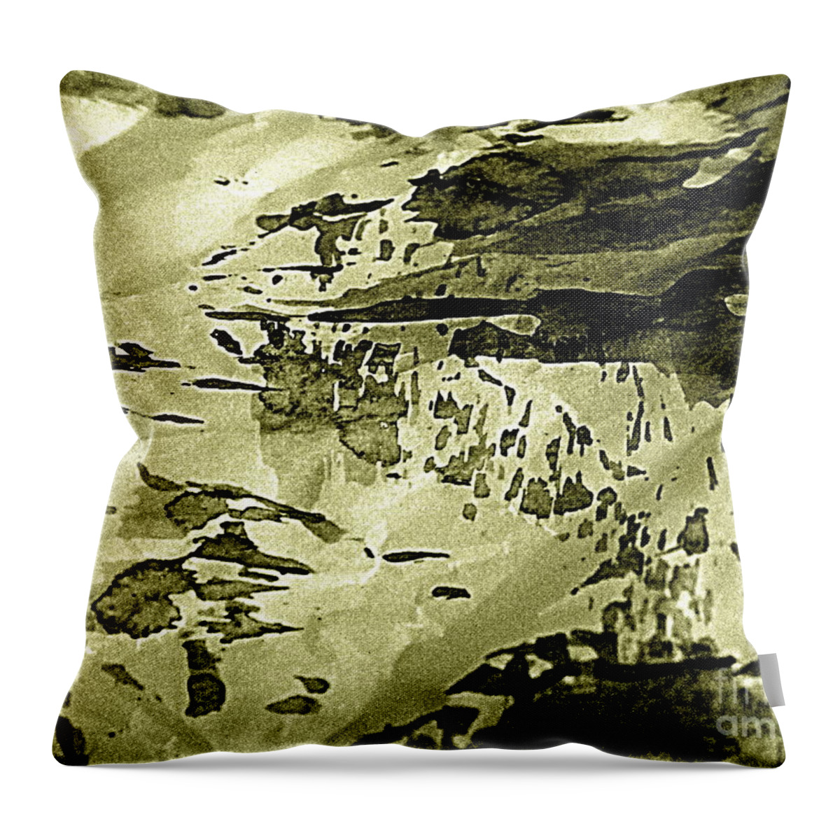 Abstract Chinese Brush Painting Throw Pillow featuring the painting Inland Waterway by Nancy Kane Chapman