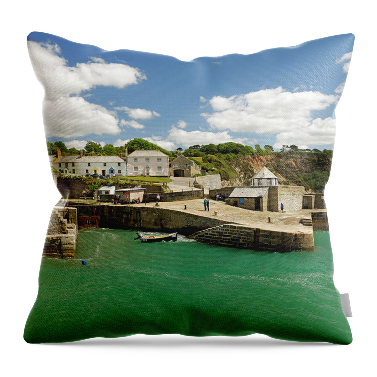 Britain Throw Pillow featuring the photograph Inner Harbour Entrance - Charlestown by Rod Johnson