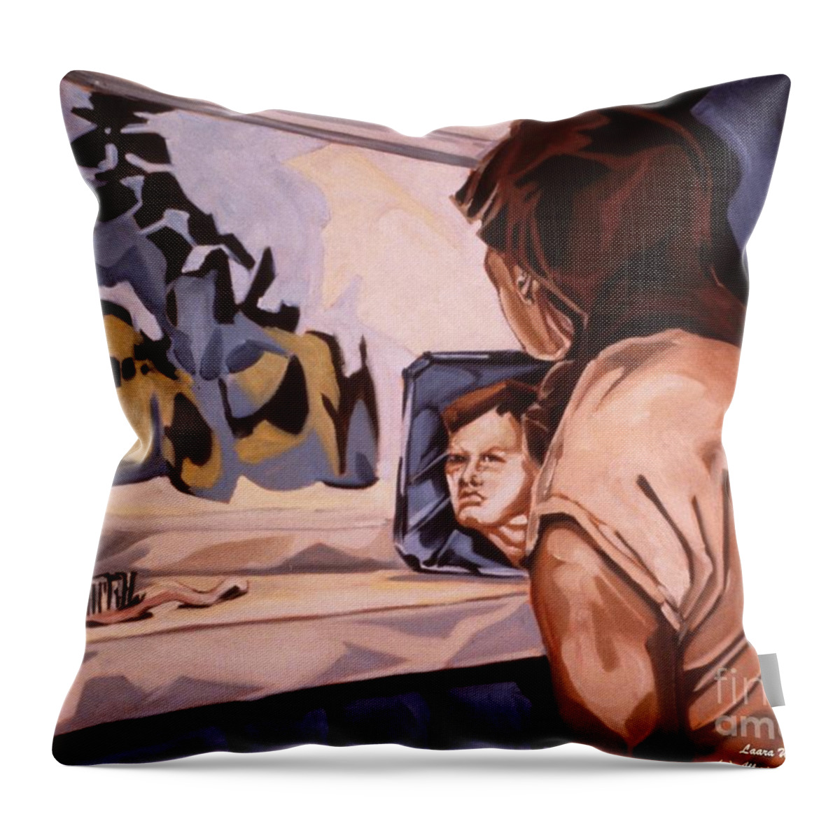 Portrait Throw Pillow featuring the painting Inner Landscape by Laara WilliamSen