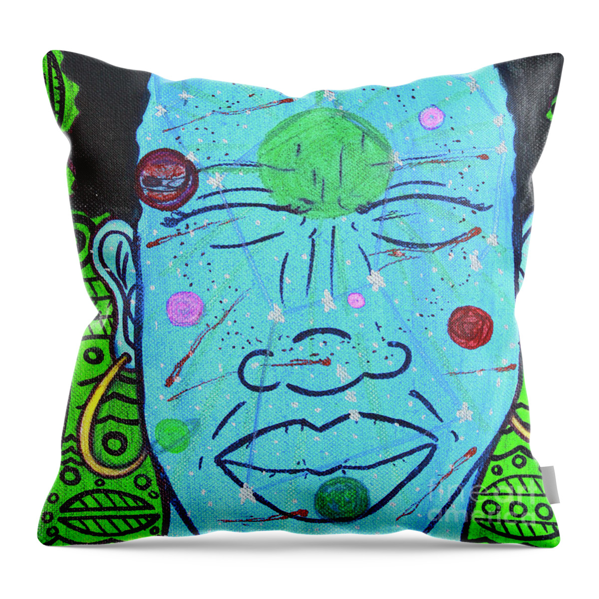  Throw Pillow featuring the painting Inner-Stellar Space by Odalo Wasikhongo