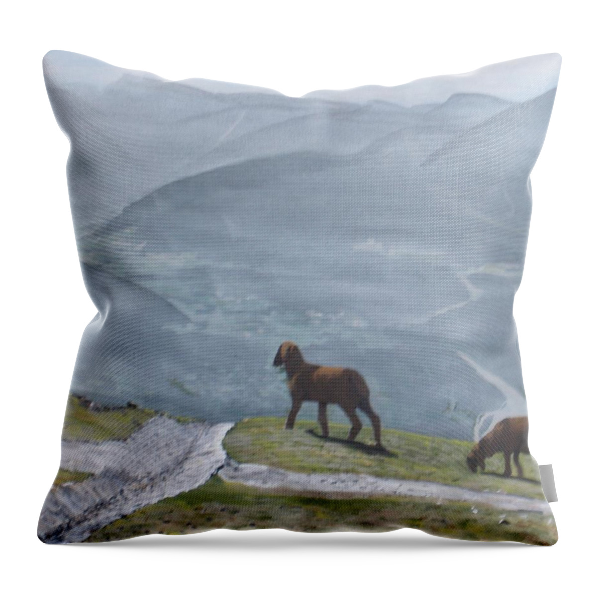 Mountains Throw Pillow featuring the painting Innsbruck Austria by Betty-Anne McDonald