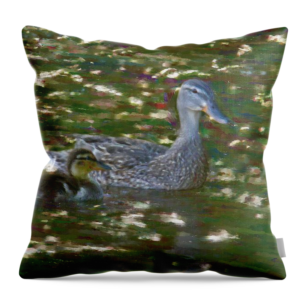 Duck Throw Pillow featuring the painting Inseparable by Ben Thompson