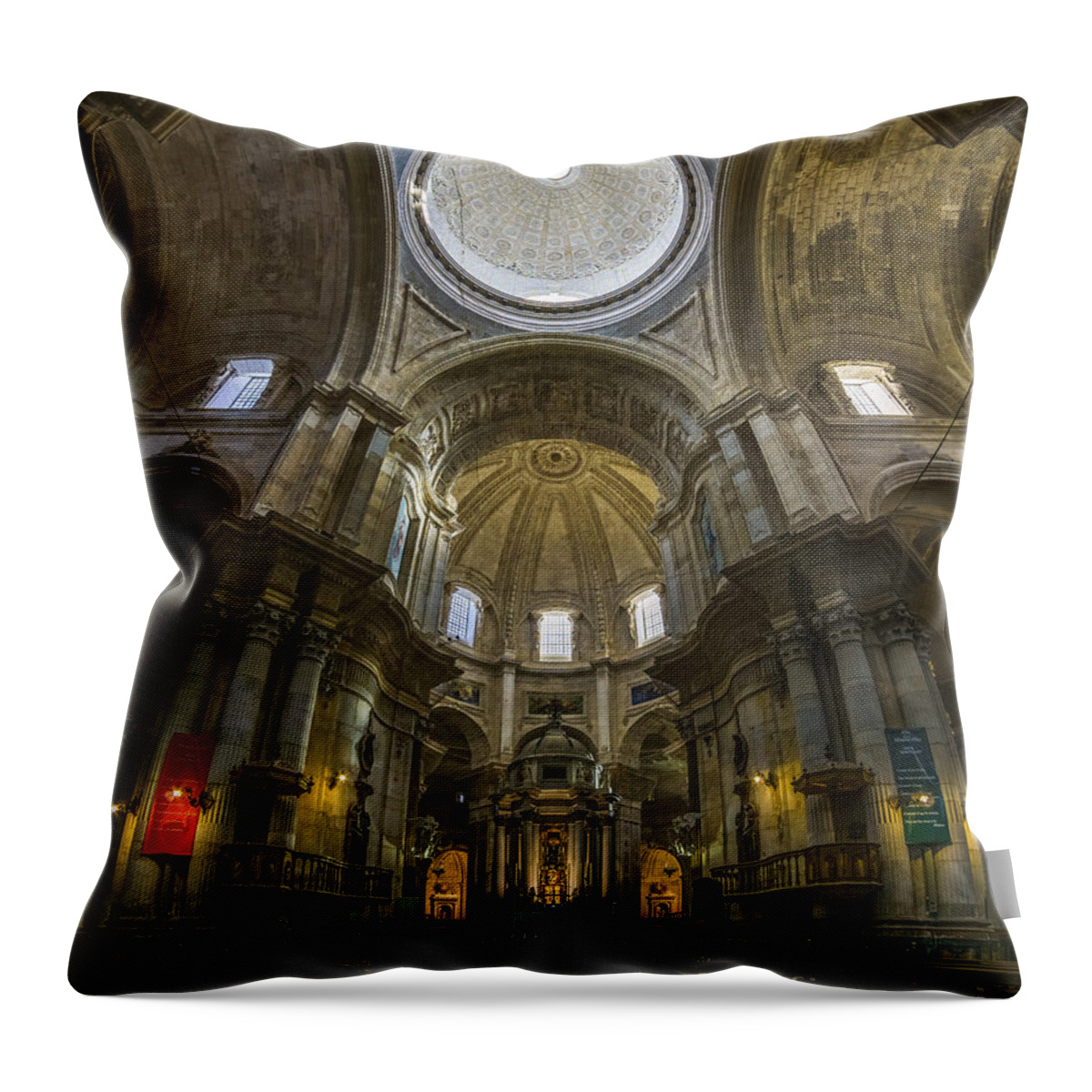 Andalucia Throw Pillow featuring the photograph Inside Cadiz Cathedral Cadiz Spain by Pablo Avanzini