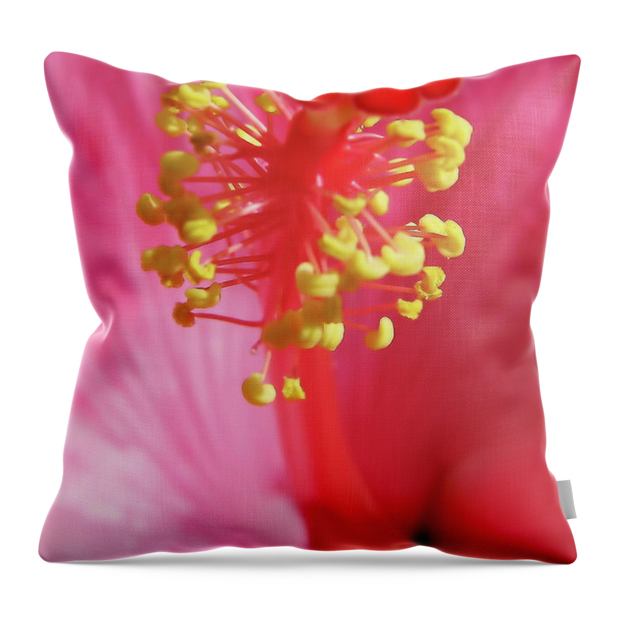 Hibiscus Throw Pillow featuring the photograph Inside The Hibiscus by D Hackett