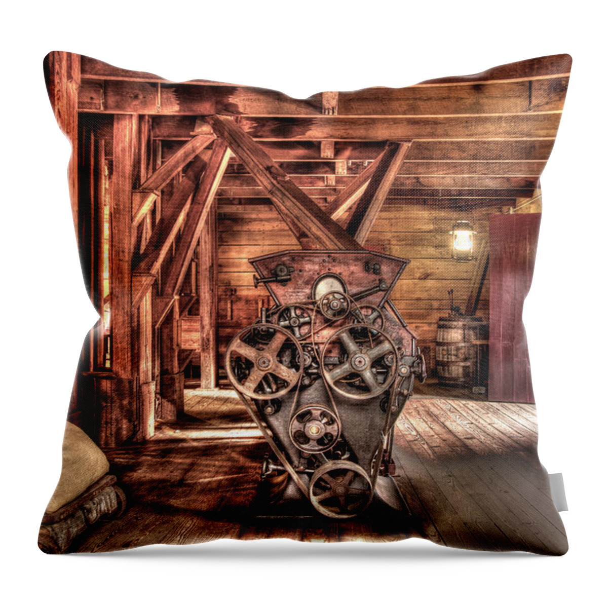 Eminence Throw Pillow featuring the photograph Inside the Mill by Marla Craven