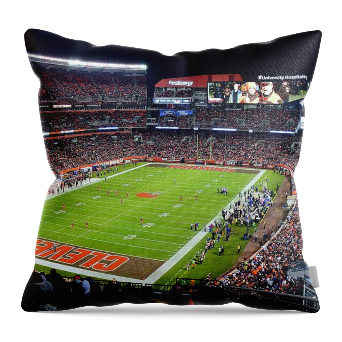 Cleveland Throw Pillow featuring the photograph Inside the Stadium by Frozen in Time Fine Art Photography