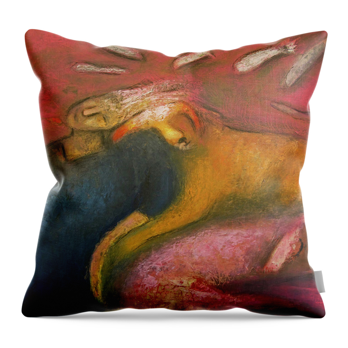 Oil Painting Throw Pillow featuring the painting Inside their dreaming by Suzy Norris