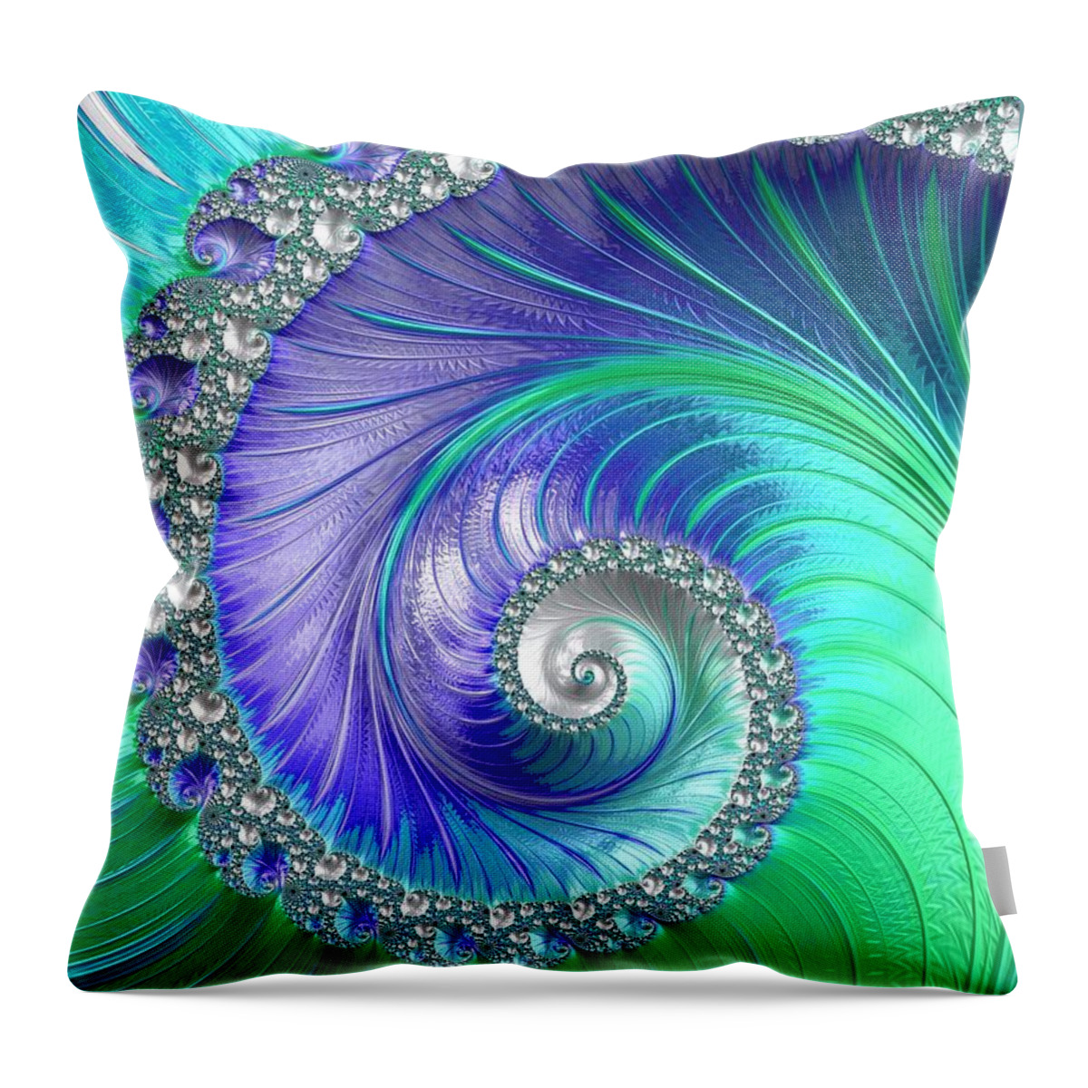 Fractal Throw Pillow featuring the digital art Inspired by Nature Fractal Spiral by Mo Barton