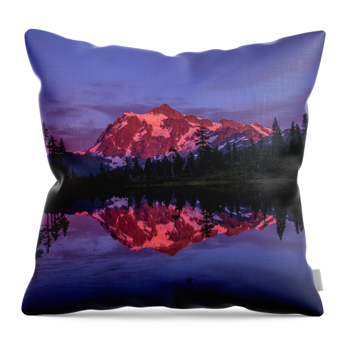 Mt Baker Throw Pillow featuring the photograph Intense Reflection by Doug Scrima