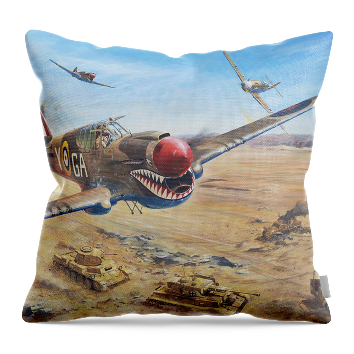 Kittyhawk Throw Pillow featuring the painting Interception by Colin Parker