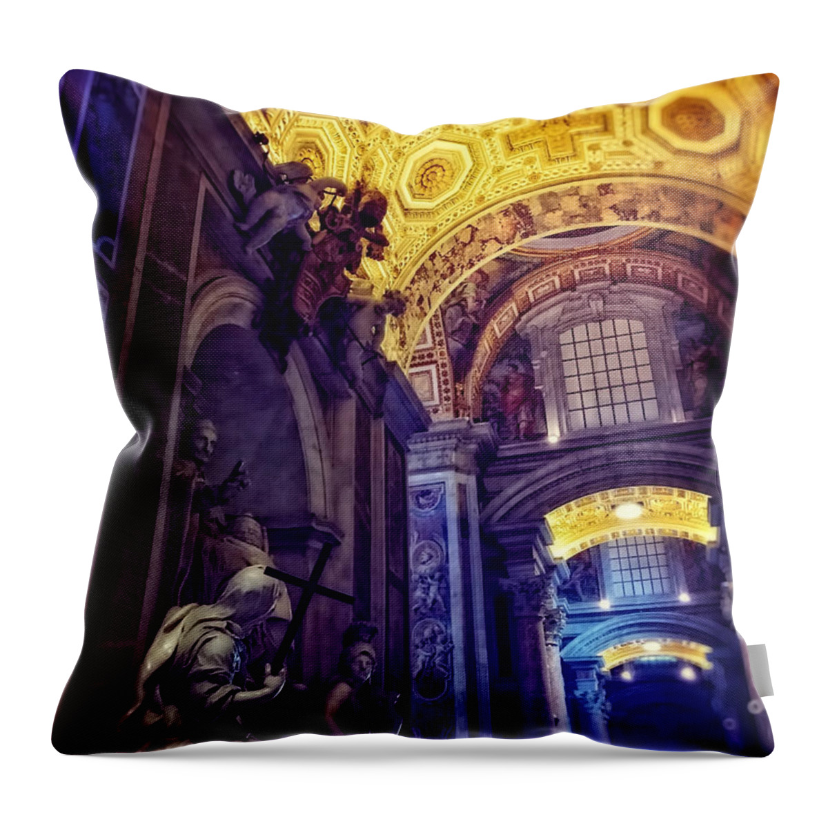 St Peters Basilica Throw Pillow featuring the photograph Interior of St Peter's Basilica by HD Connelly