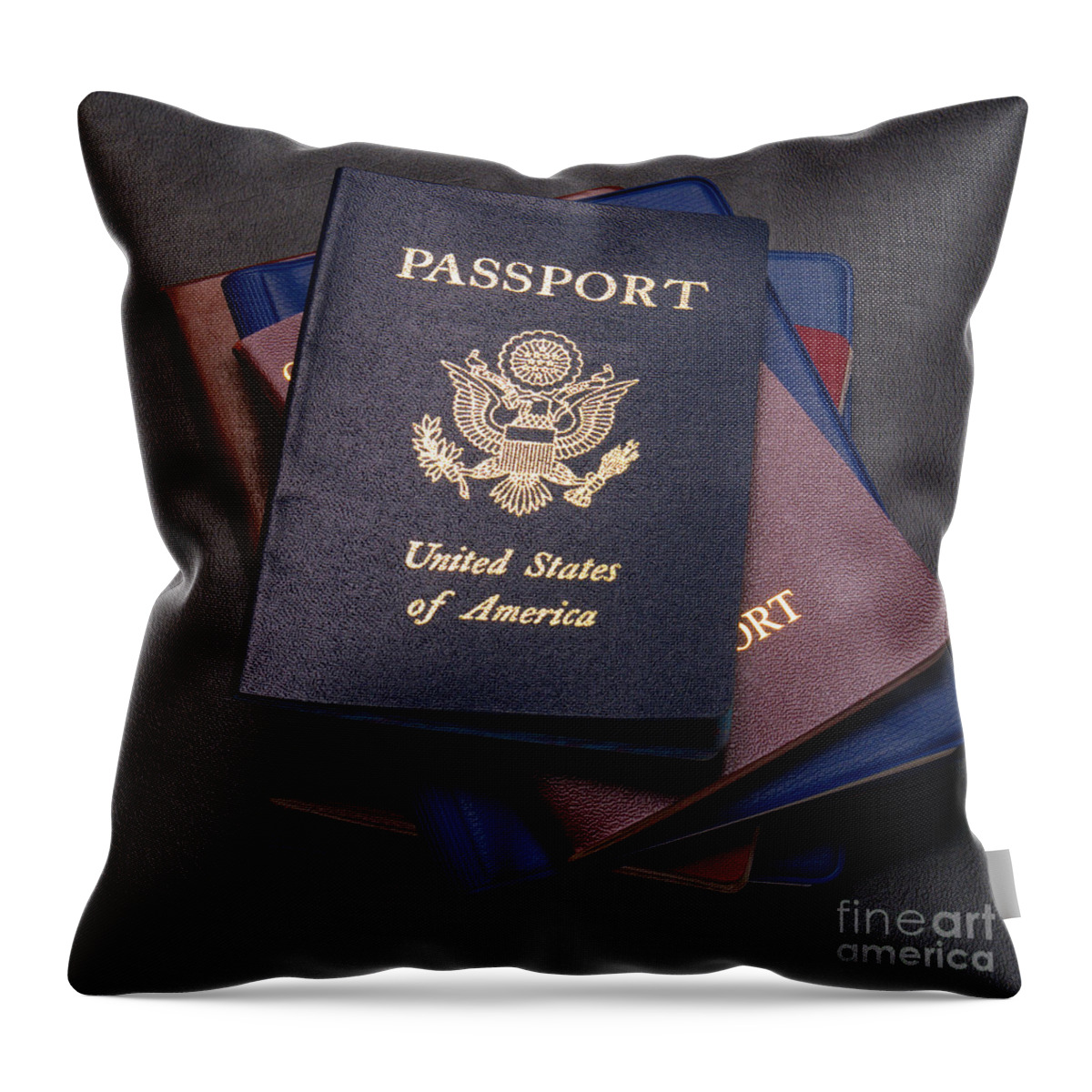 Passports Throw Pillow featuring the photograph International Passports by Olivier Le Queinec