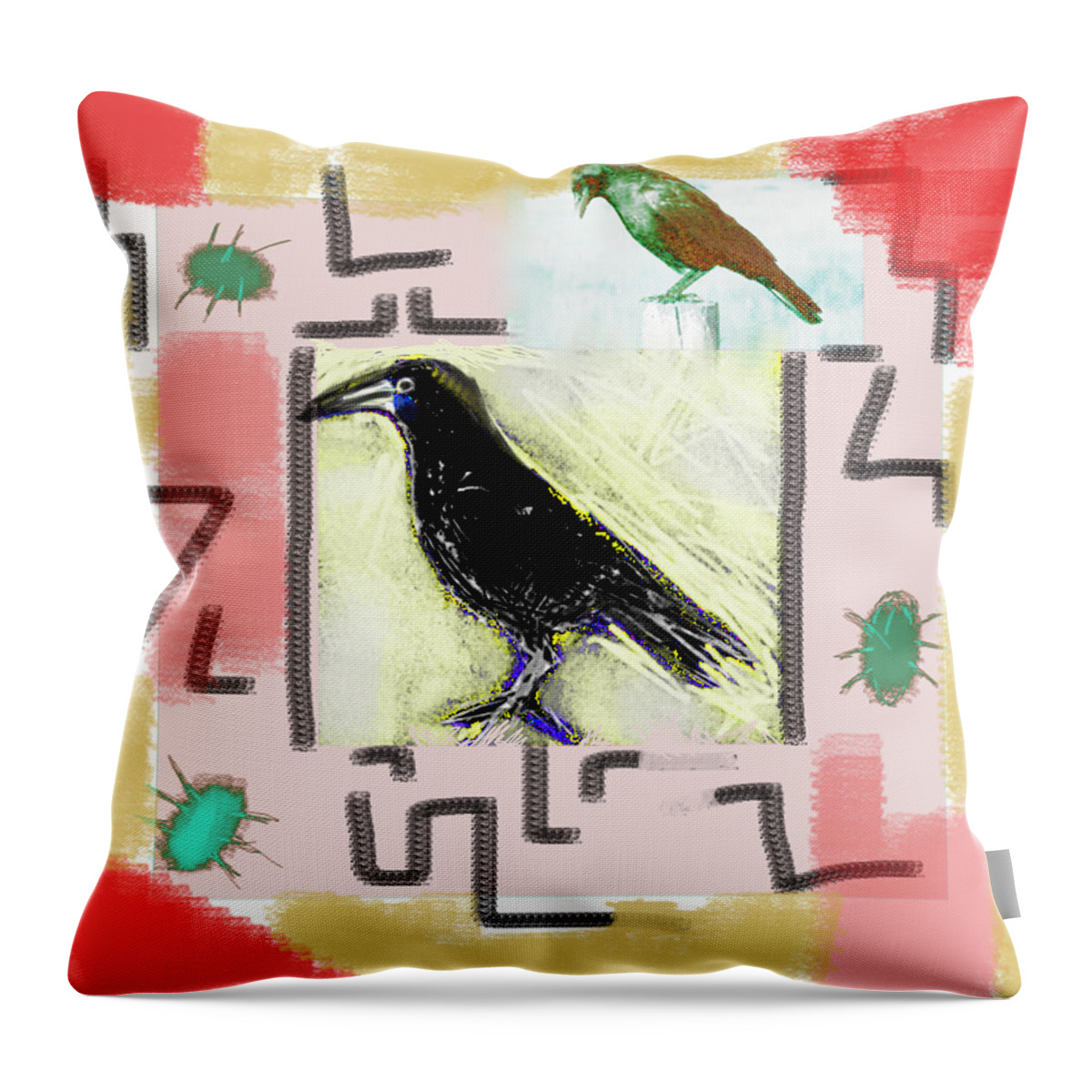 Crow Throw Pillow featuring the painting Interpretation Of The Dream by Paul Sutcliffe