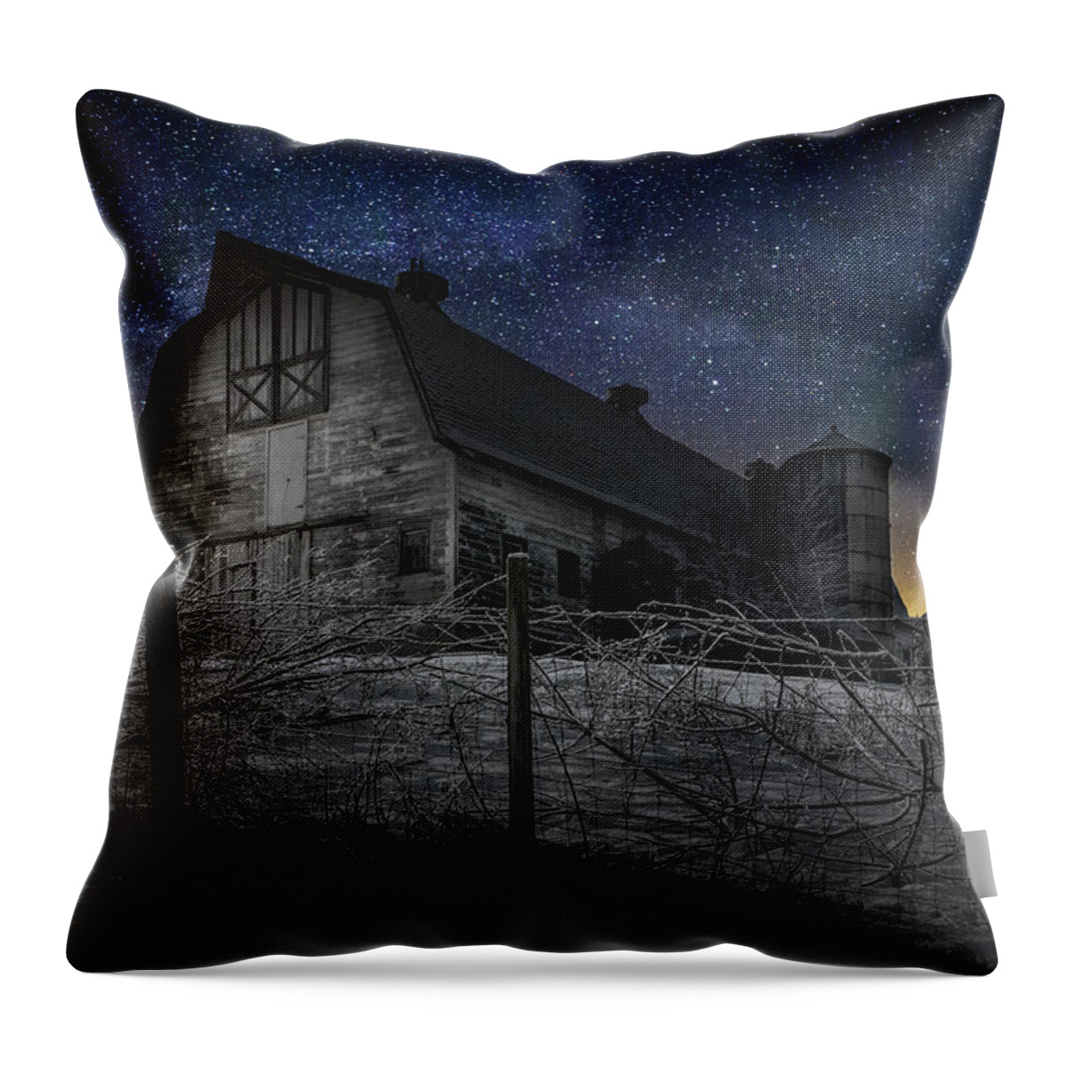 Milky Way Throw Pillow featuring the photograph Interstellar Farm by Bill Wakeley