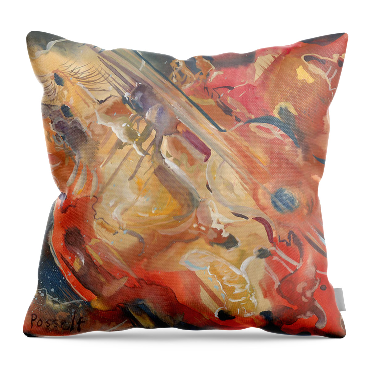 Intimate Guitar Throw Pillow featuring the painting Intimate Guitar by Sheri Jo Posselt