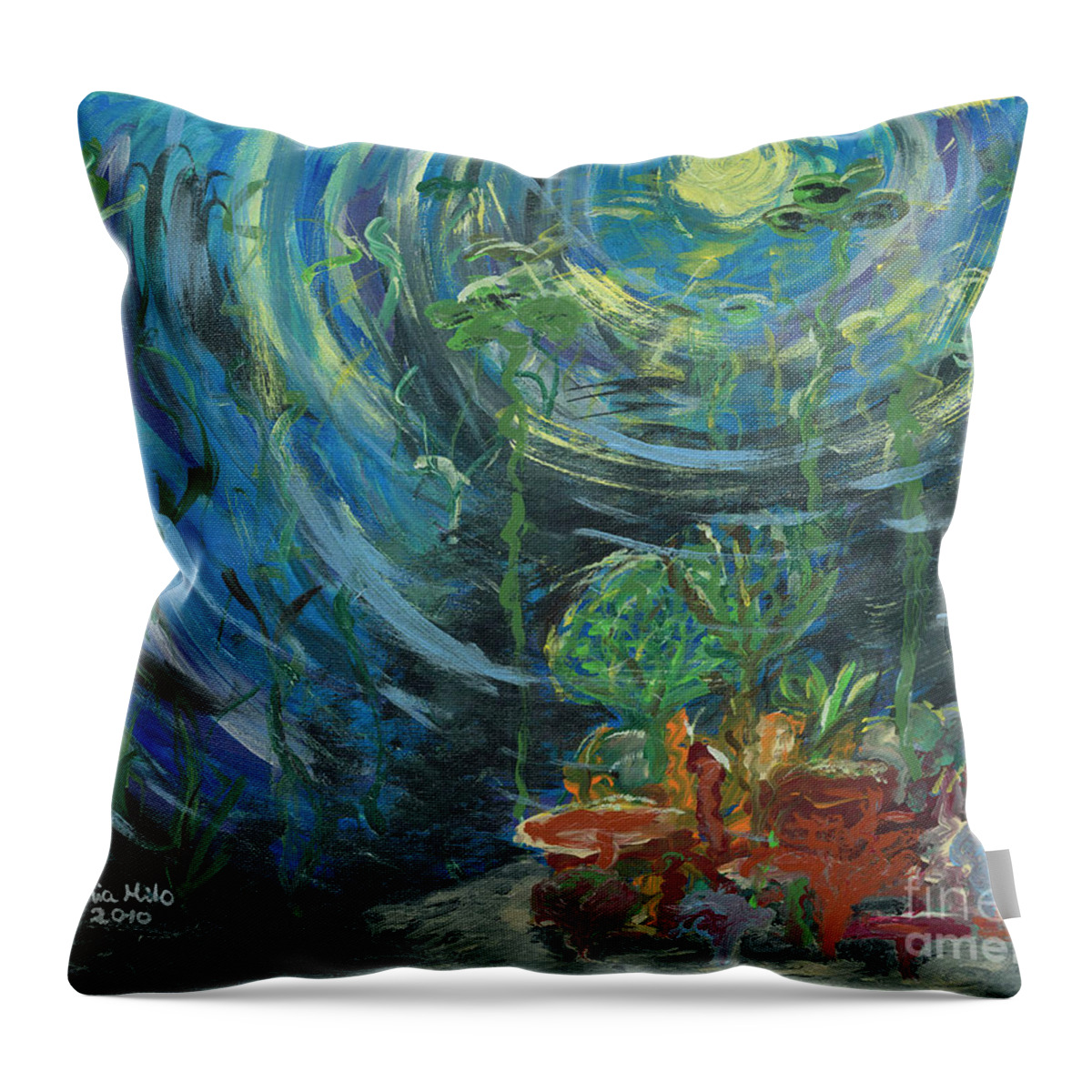  Throw Pillow featuring the painting Into the Deep by Ania M Milo