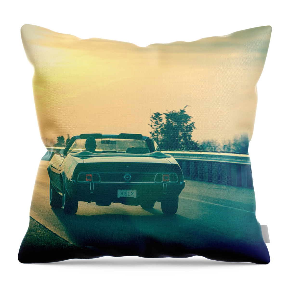 Mustang Throw Pillow featuring the photograph Into the Sunset by Shirley Tinkham
