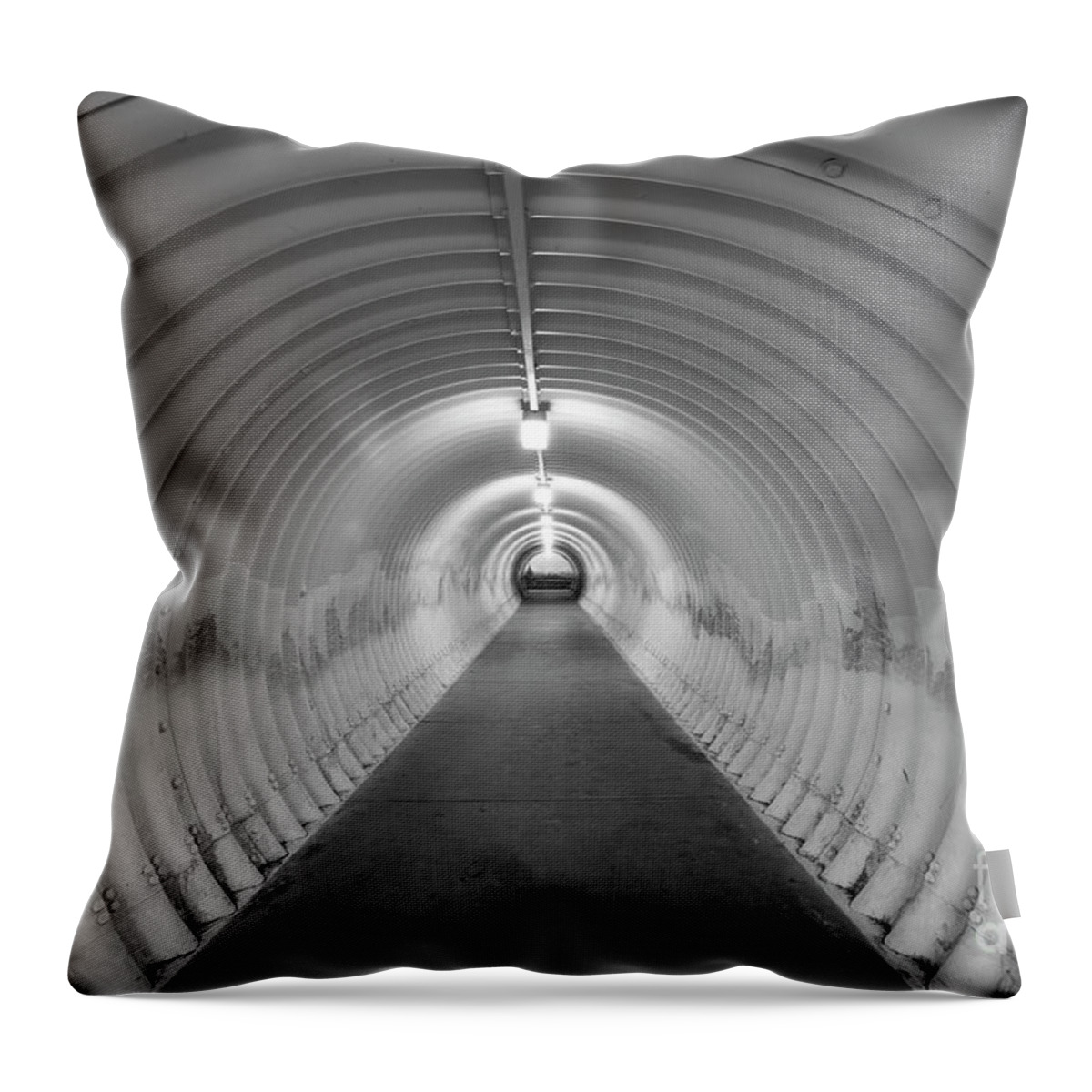 Round Throw Pillow featuring the photograph Into the tunnel by Juli Scalzi