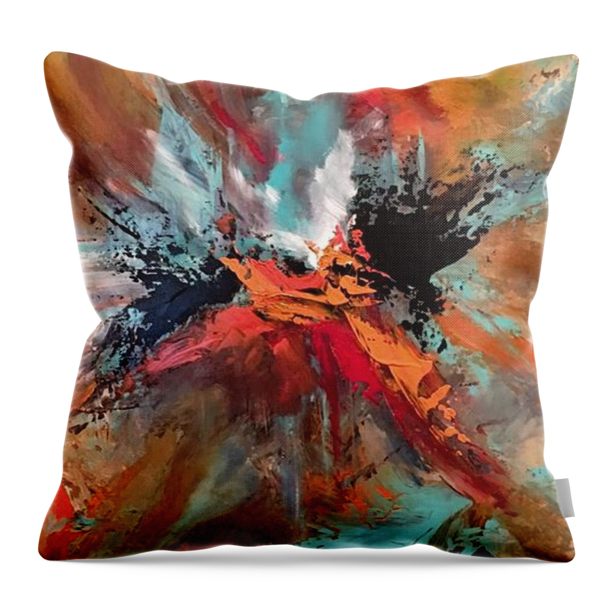 Abstract Throw Pillow featuring the painting Intrepid by Soraya Silvestri