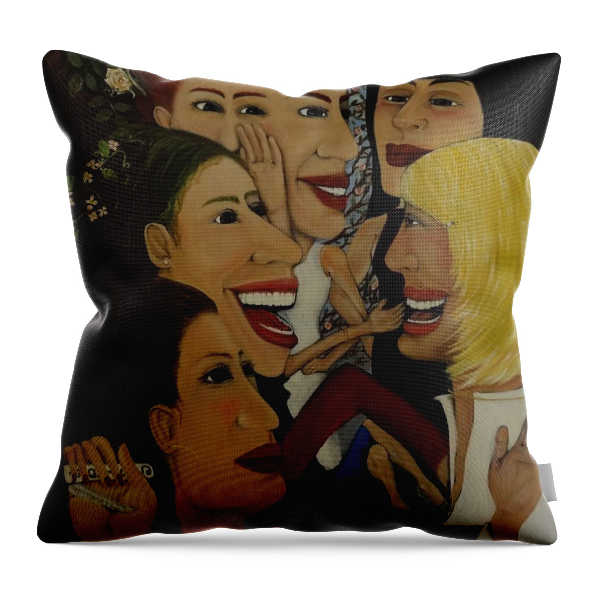 Women Throw Pillow featuring the painting Introductions by Leandria Goodman