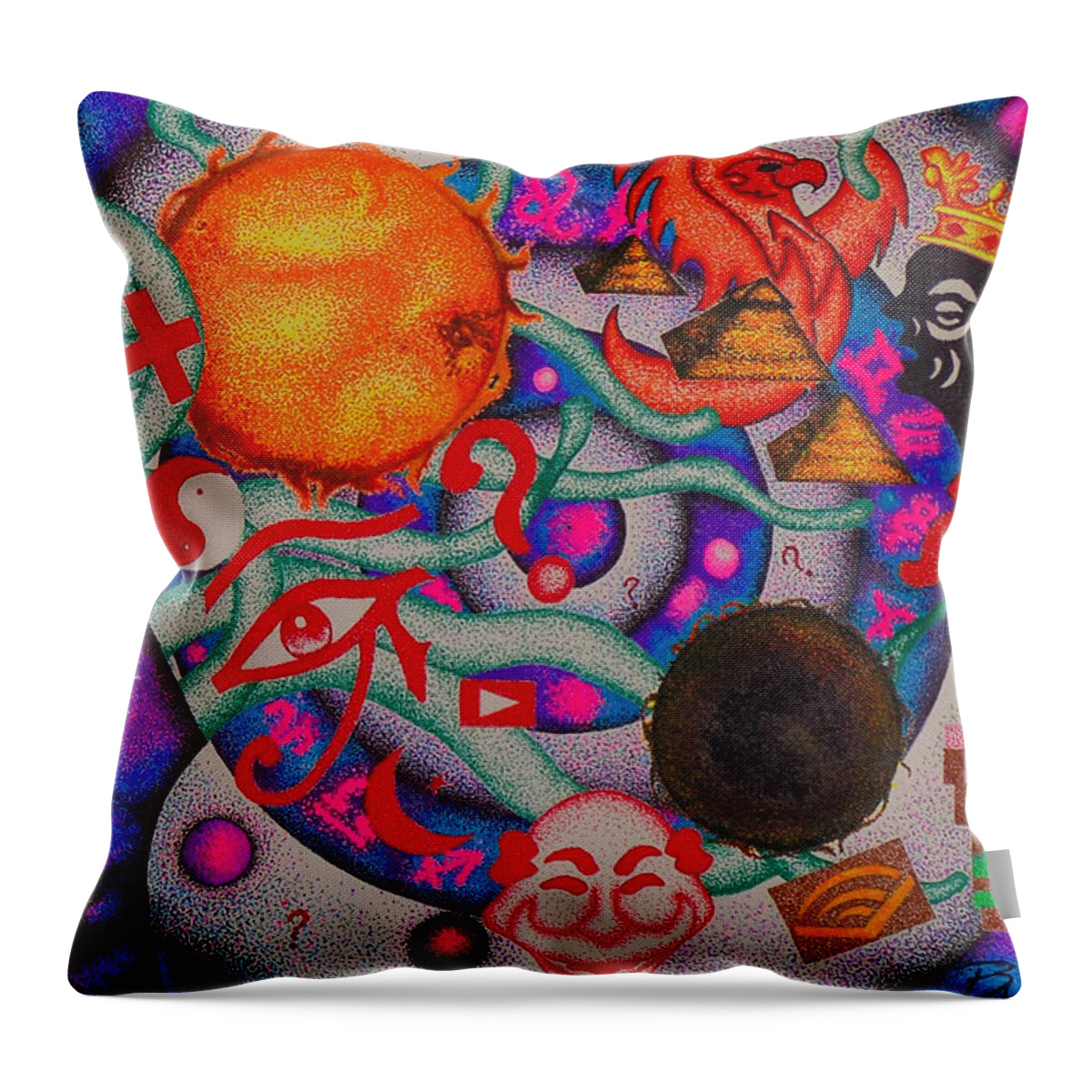 Space Throw Pillow featuring the mixed media Introverse by Brian L Hampshire