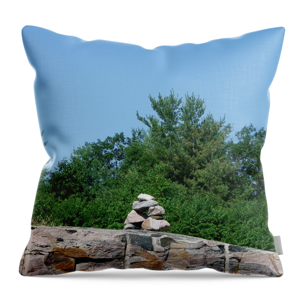 Inuit Throw Pillow featuring the photograph Inukshuk 1 by Peggy King