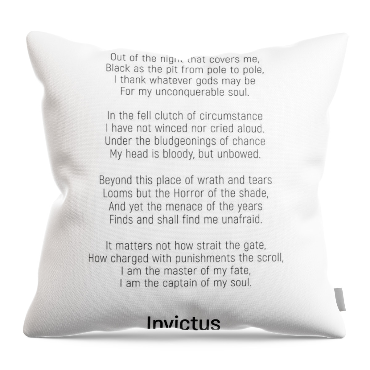 Minimalist Throw Pillow featuring the photograph Invictus by William Ernest Henley #minimalist #poem by Andrea Anderegg